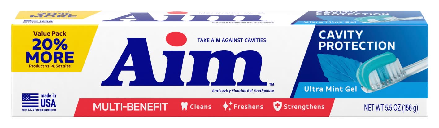 AIM Anticavity Fluoride Ultra Gel Toothpaste, Mint (5.5 oz)