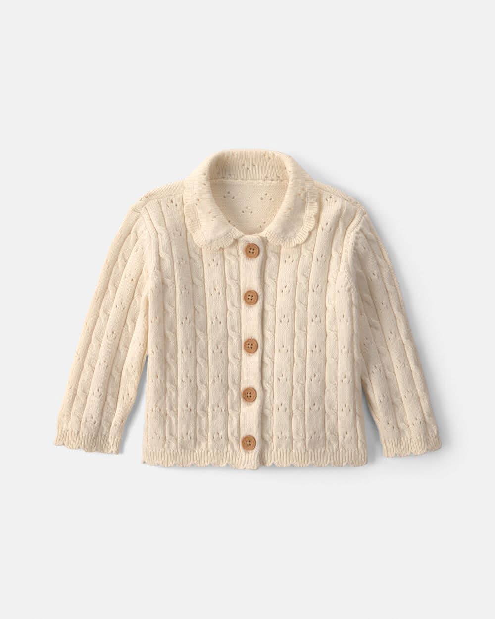 Baby Girl Fair Isle Cardigan Sweater - Cream - 12M