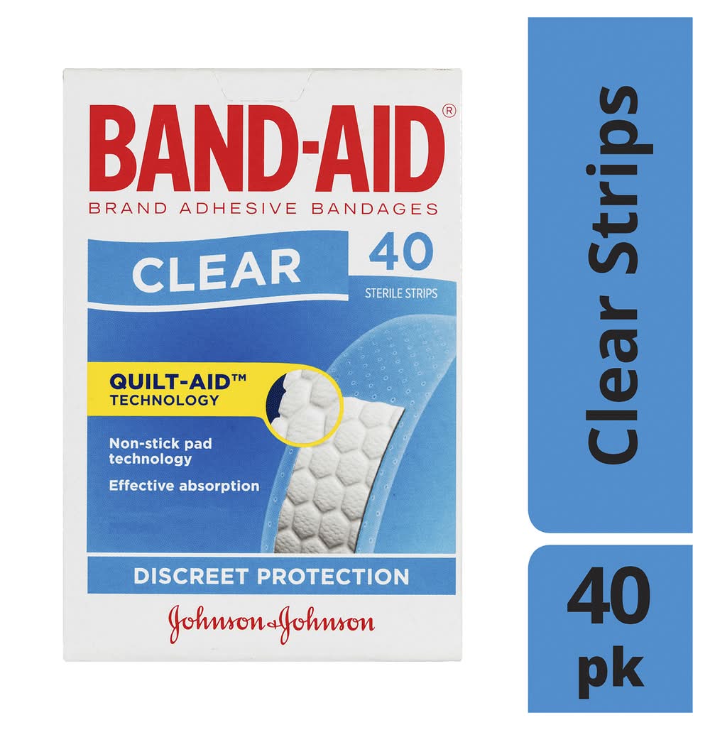 Band-Aid Quilt Aid Clear Adhesive Bandage Sterile Strips (40 pack)