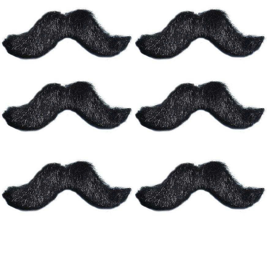 Black Handlebar Moustaches 6ct