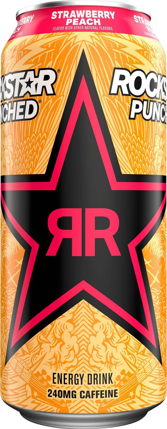 Rockstar Energy Drink, Strawberry Peach 16 Fl Oz, Energy