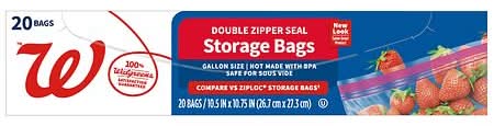 Walgreens Double Zipper Seal Storage Bags (20 ct)