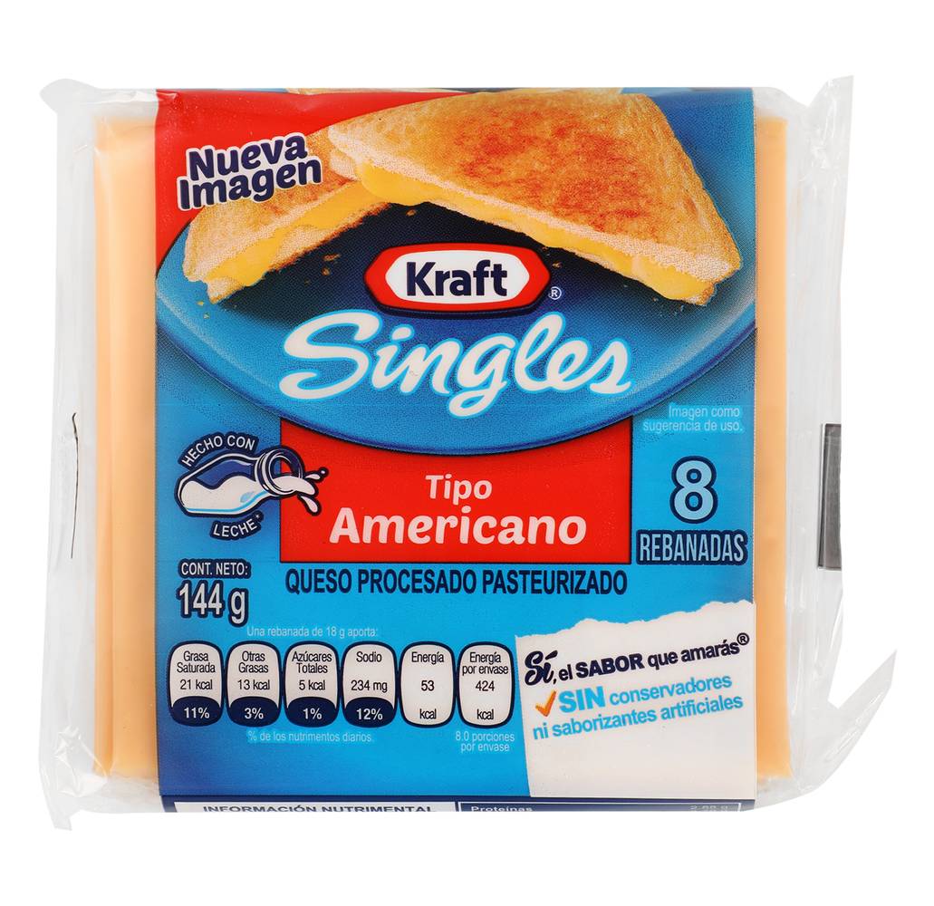 Kraft · Queso procesado tipo americano en rebanadas (8 un)