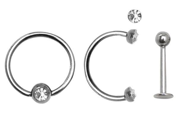 Transfix Cubic Zirconia Lip Rings (3 ct)