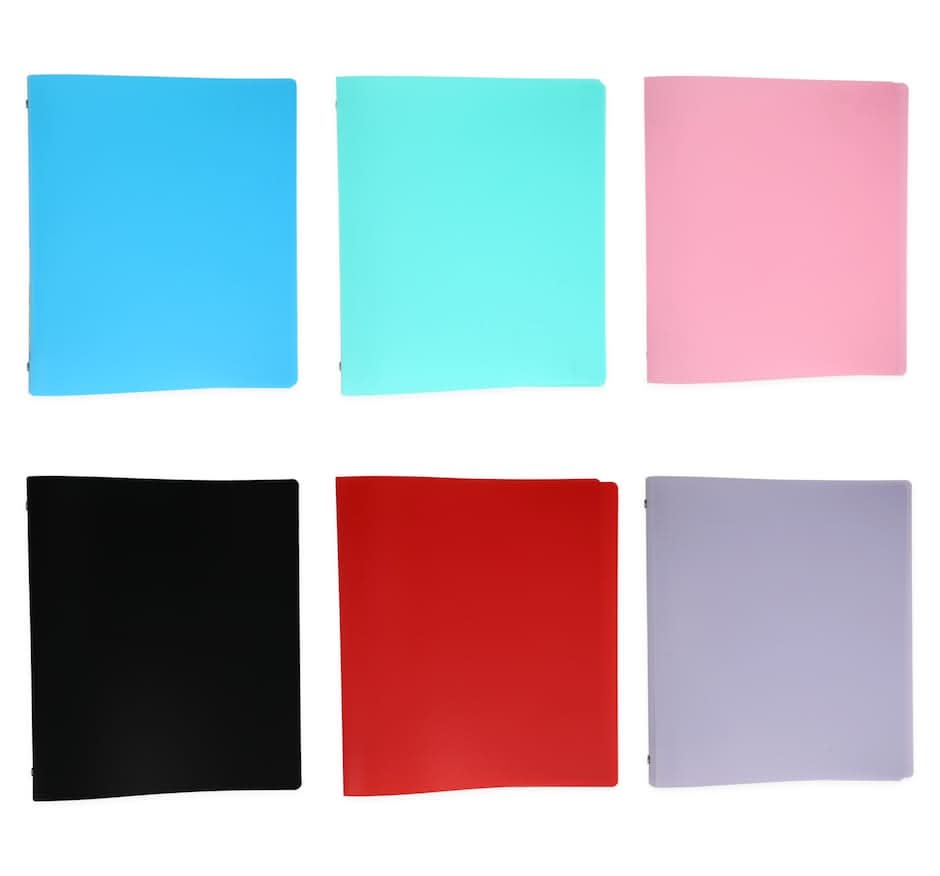 Brightly Colored Flexible Poly 3-Ring Binders, 1 in.