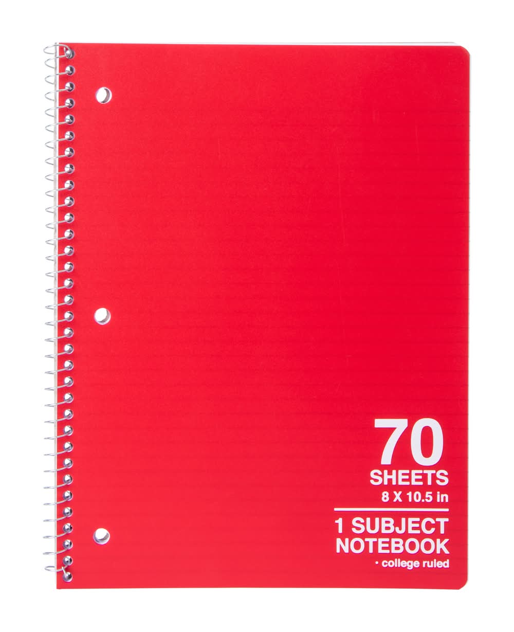 1-Subject College Ruled Spiral Notebook Red