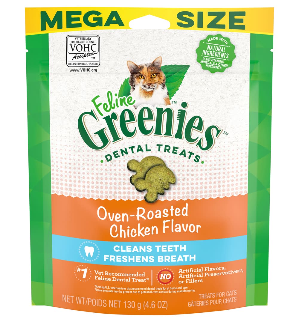 Greenies Feline Dental Cat Treats, Oven Roasted Chicken (4.6 oz)