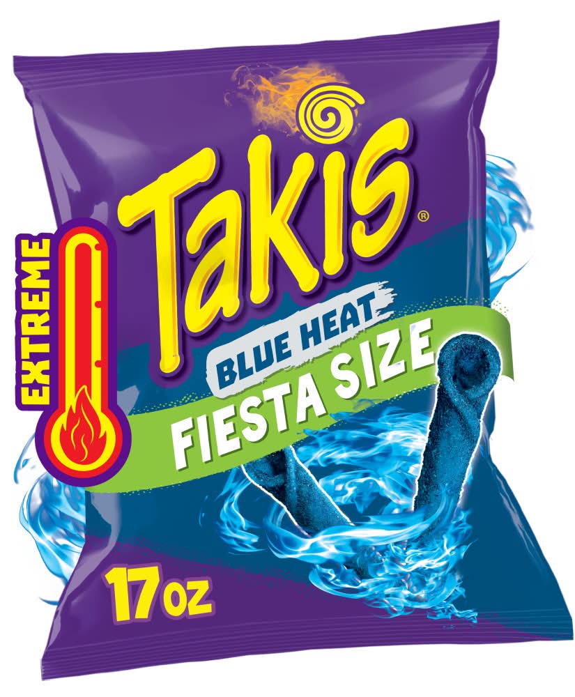 Takis Blue Heat Fiesta Size Extreme Tortilla Chips, Hot Chili Pepper (17 oz)