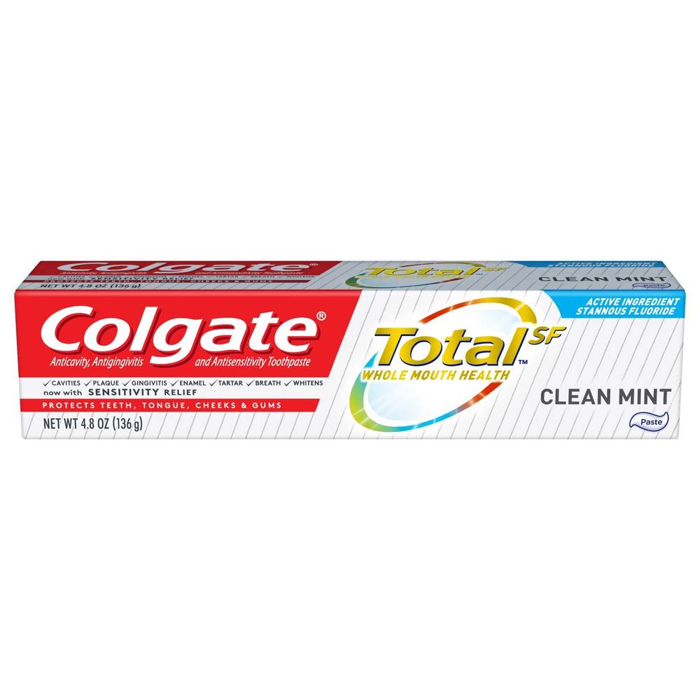 Colgate Total Anticavity, Antigingivitis, and Antisensitivity Toothpaste with Stannous Fluoride, Clean Mint, 4.8 OZ