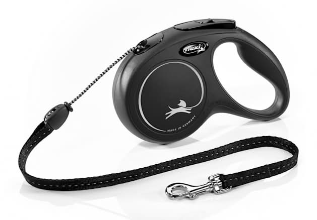 Flexi Classic Cord Retractable Dog Leash, Medium, Black, 16'