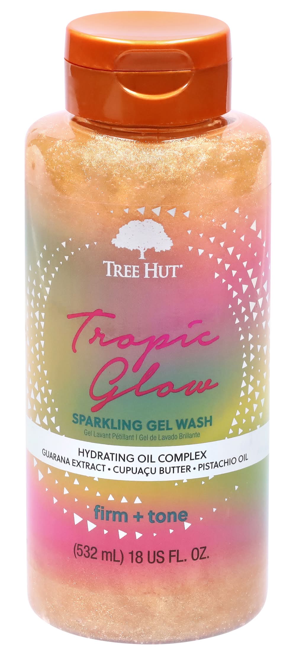 Tree Hut Tropic Glow Sparkling Gel Body Wash, Almond-Golden Amber-Australian Sandalwood (18 fl oz)