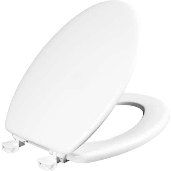 Glacier Bay Elongated Enameled Wood Closed Front Toilet Seat In White Removes For Easy Cleaning