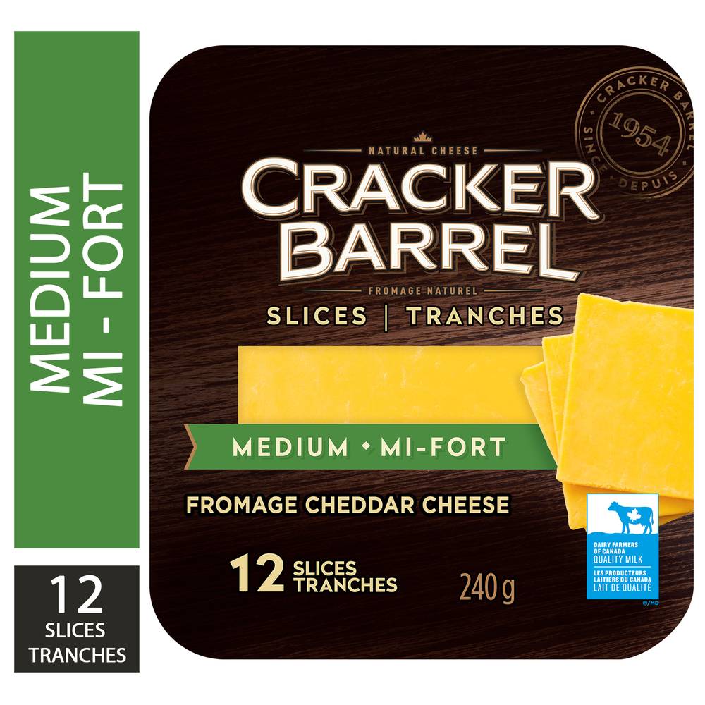 Cracker Barrel Medium Cheddar Cheese Slices (240 g)