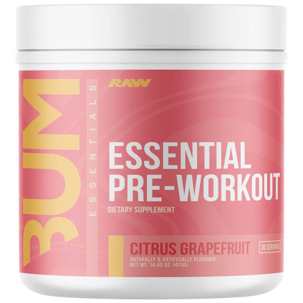 RAW Nutrition Essential Pre-Workout Powder, Citrus Grapefruit (14.49 oz)