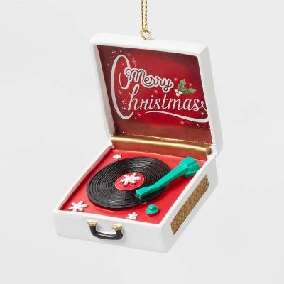 'Merry Christmas' Record Player Christmas Tree Ornament White/Red - Wondershop™