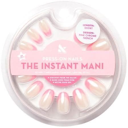 Olive & June The Instant Mani Press on Chrome French Nails, Pink (42 ct)