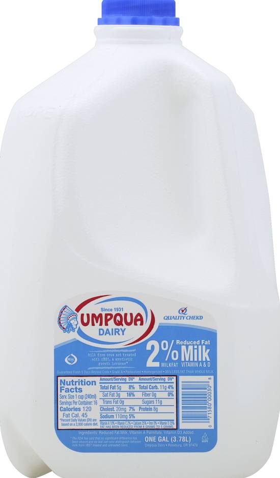 Umpqua Dairy 2% Reduced Fat Milk (3.78 L)
