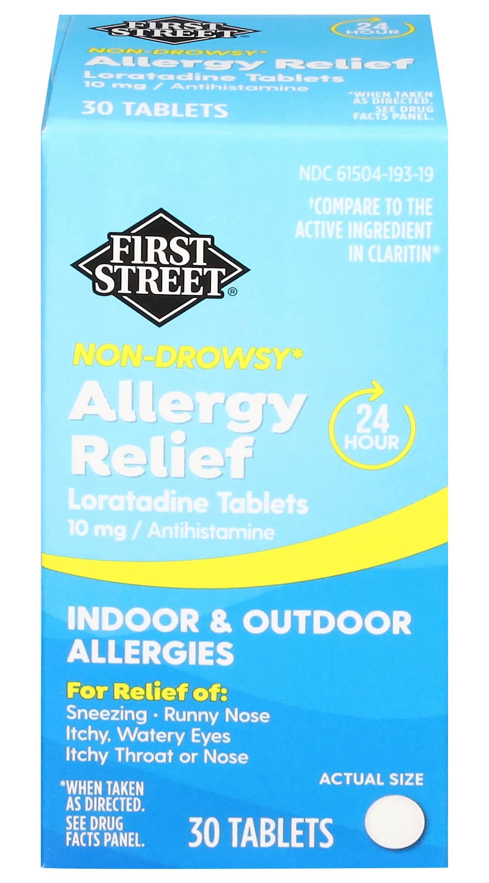 First Street Loratadine Non Drowsy Indoor & Outdoor Allergy Relief Tablets 10 mg (30 ct)