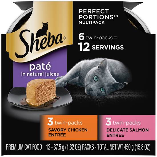 Sheba Perfect Portions Wet Cat Food Pate, Perfect Portions, Twin Pack, 6 ct
