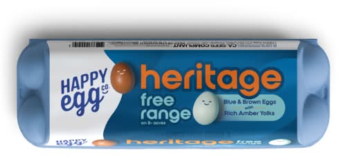 Happy Egg Large Grade A Free Range Blue & Brown Heritage Breed Eggs