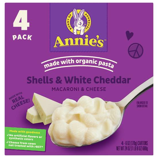 Annie's Shells & White Cheddar Macaroni & Cheese Pasta (4 ct)