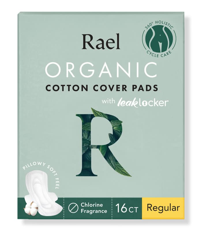 Rael Regular Organic Cotton Cover Pads With Wings 16 ct
