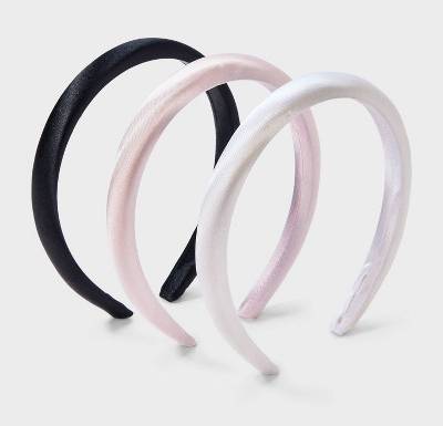 Girls' 3pk Padded Headband - art class™ Pink/White/Black: Fashion Accessory for All Hair Types