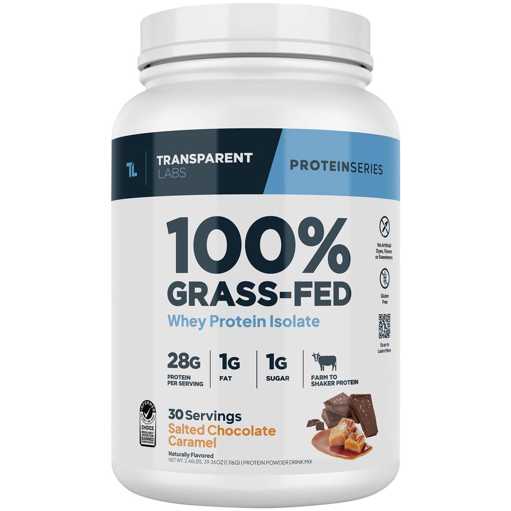 Transparent Labs Grass Fed Whey Protein Isolate (39.36 oz) (salted chocolate caramel)