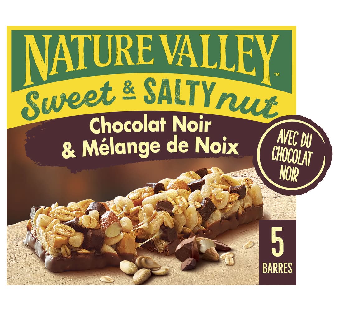 Nature Valley - Sweet & salty nut barres céréales, chocolat noir & mélange de noix (5 x 30g)