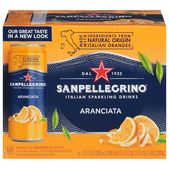 San Pellegrino Aranciata Orange Italian Sparkling Water (6 x 11.2 fl oz)