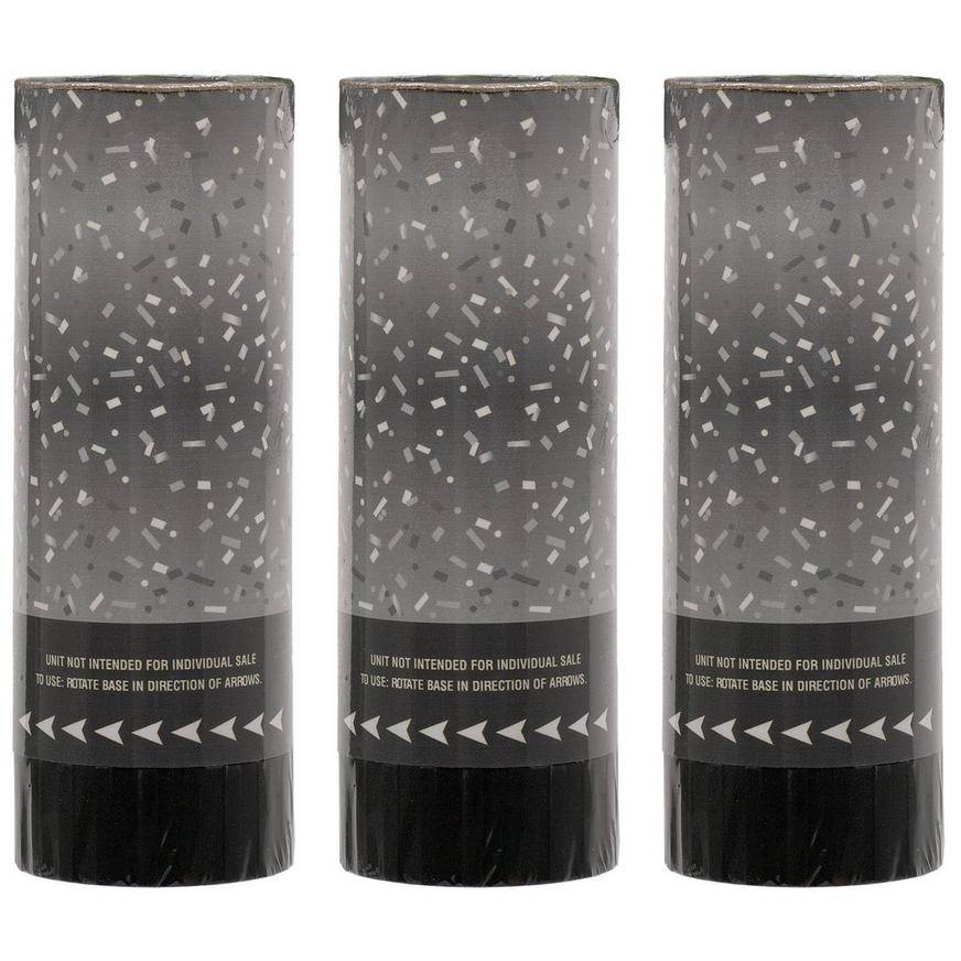 Party City Confetti Party Poppers (4 inchs/silver-black)