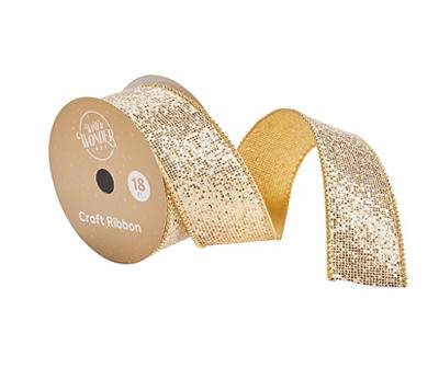 2.5" x 18' Gold Mesh Glitter Craft Ribbon