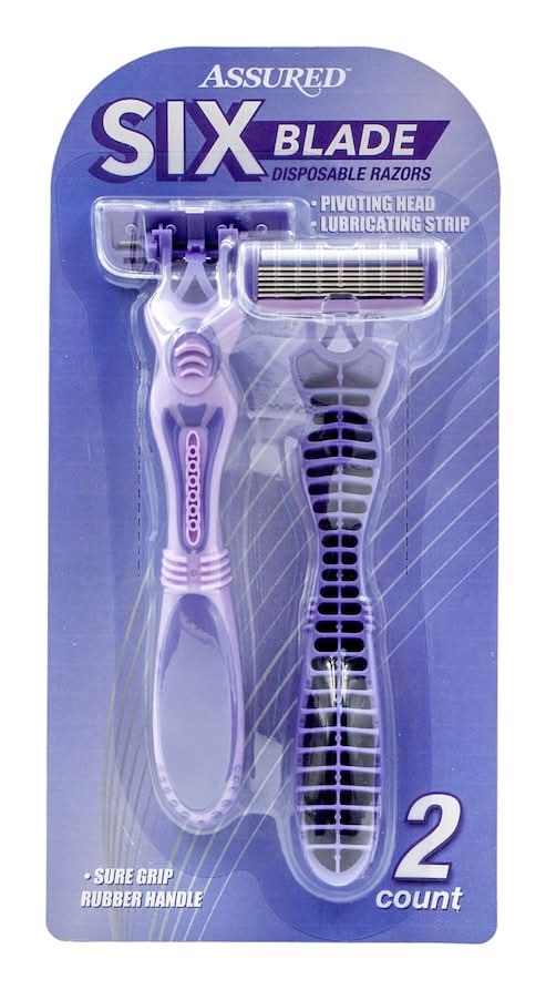 Assured 6-Blade Disposable Razors (2 ct)