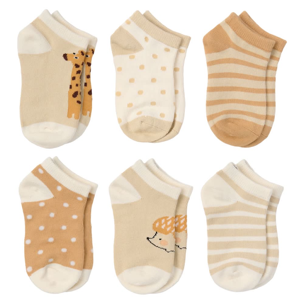 Lily & Dan/ L&D Toddler 6pk Socks - No Show Oat/Brown 2T/3T