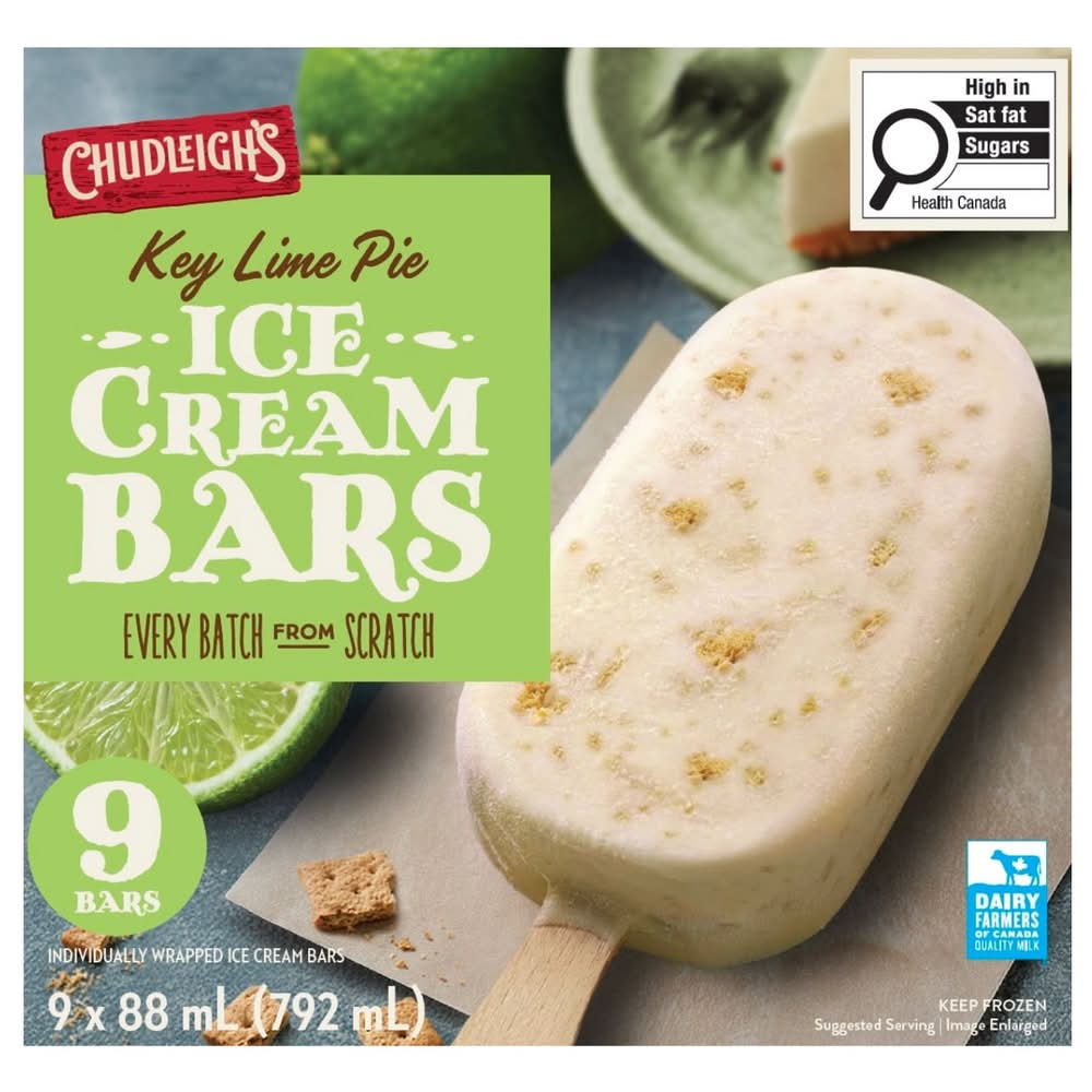 Chudleigh’S - Tart À La Lime Des Keys Barres De Crème Glacée, 9 × 88 Ml / Chudleigh’S Key Lime Pie Ice Cream Bars, 9 × 88 Ml