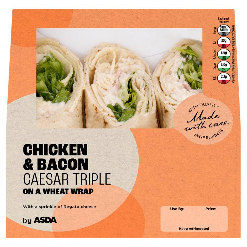 Asda Chicken & Bacon Caesar Triple on a Wheat Wrap