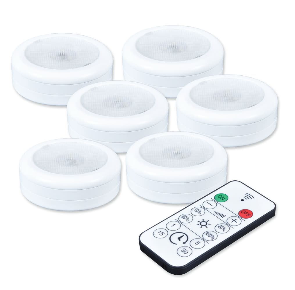 Good Earth Lighting 6 -Pack 3-in Battery LED Under Cabinet Puck Light with Remote