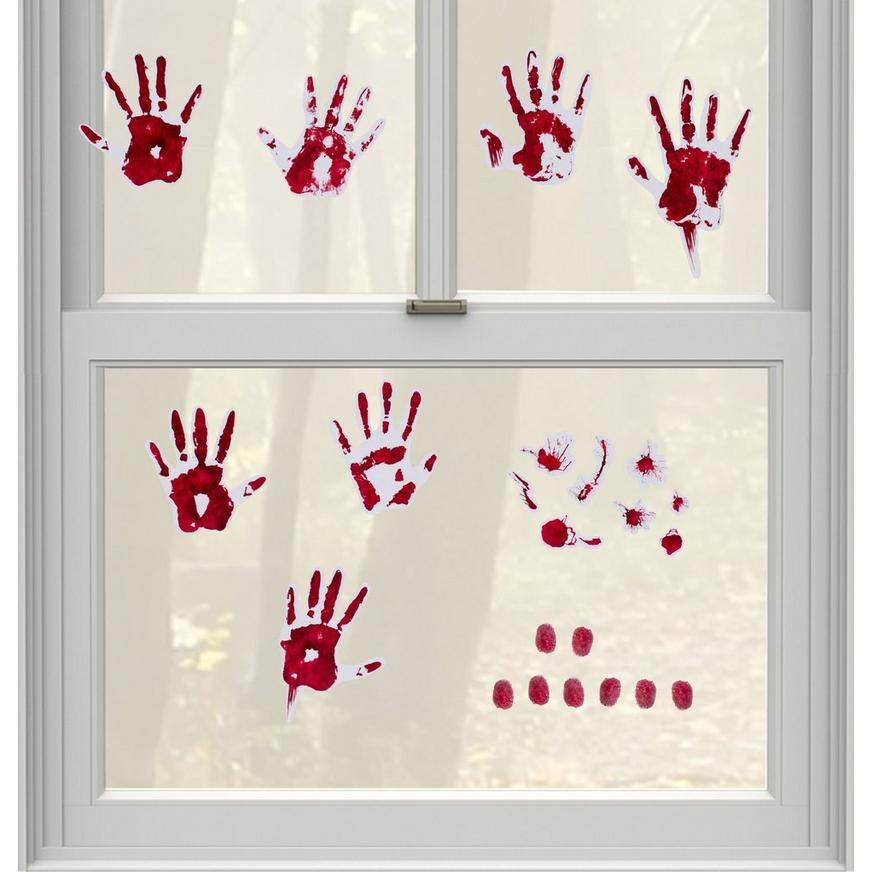 Party City Bloody Hand Print Wall Decals