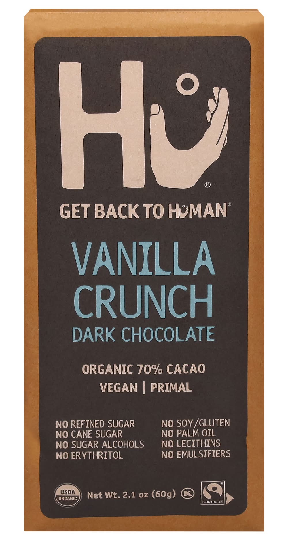 Hu Organic 70% Cacao Dark Chocolate Bar, Vanilla Crunch (2.1 oz)