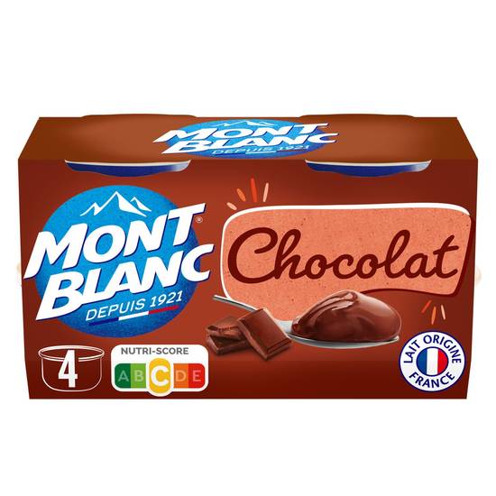 Mont Blanc - Crème dessert au chocolat (4 pièces)