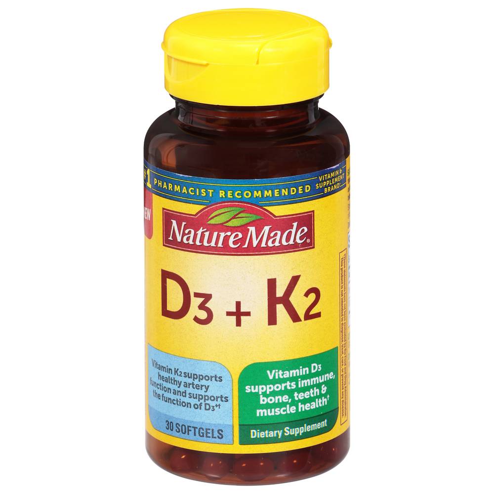 Nature Made Vitamins D3 + K2 Softgels (30 ct)