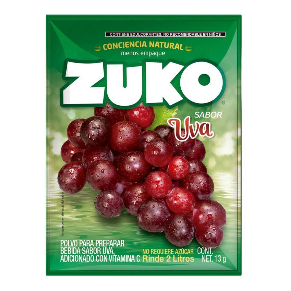 Zuko polvo para preparar bebida sabor uva (sobre 13 g)