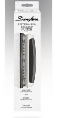 Swingline Precision Pro Metal 3-hole Puncher For Binder, Black