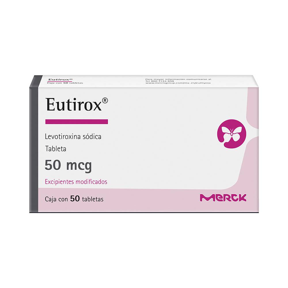 Merck eutirox levotiroxina sódica tabletas 50 mcg (50 piezas)