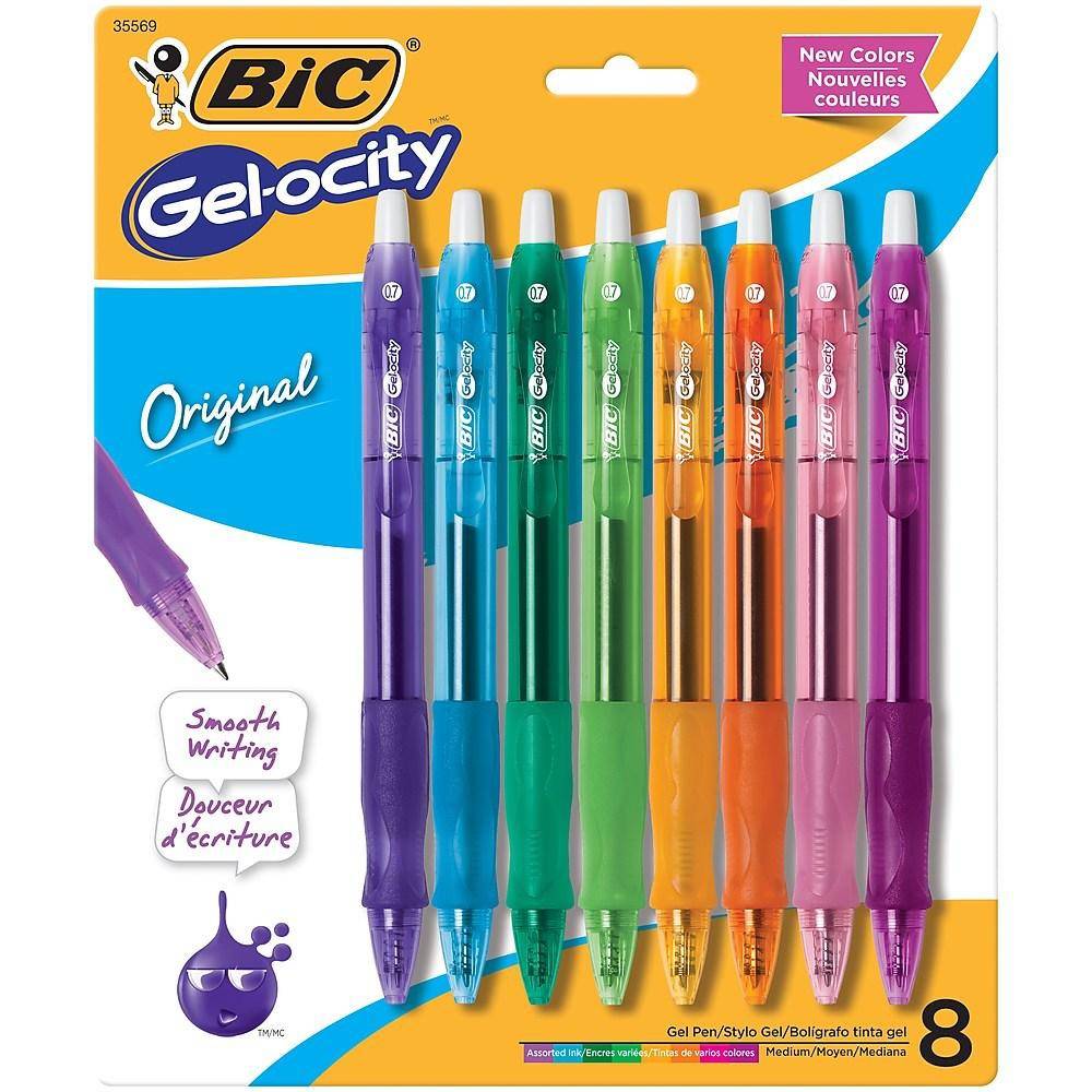 Bic Gel-Ocity Fashion Retractable Gel Medium Pens (8 units)