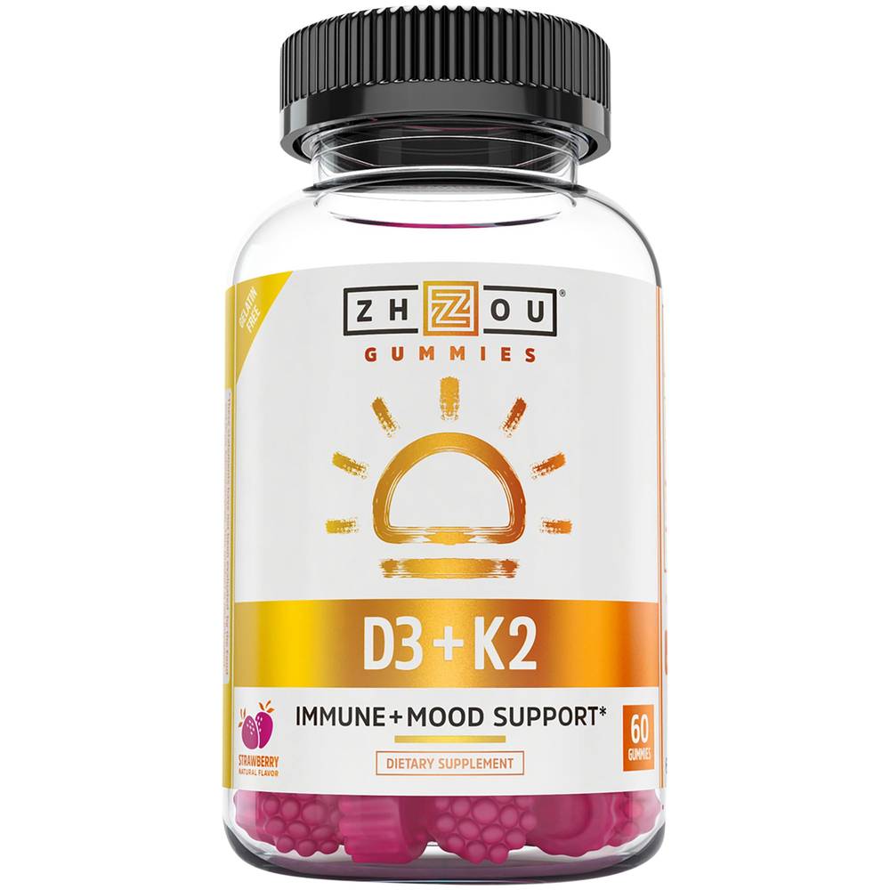 D3 + K2 Immune + Mood Support Gummies - Strawberry (60 Gummies)