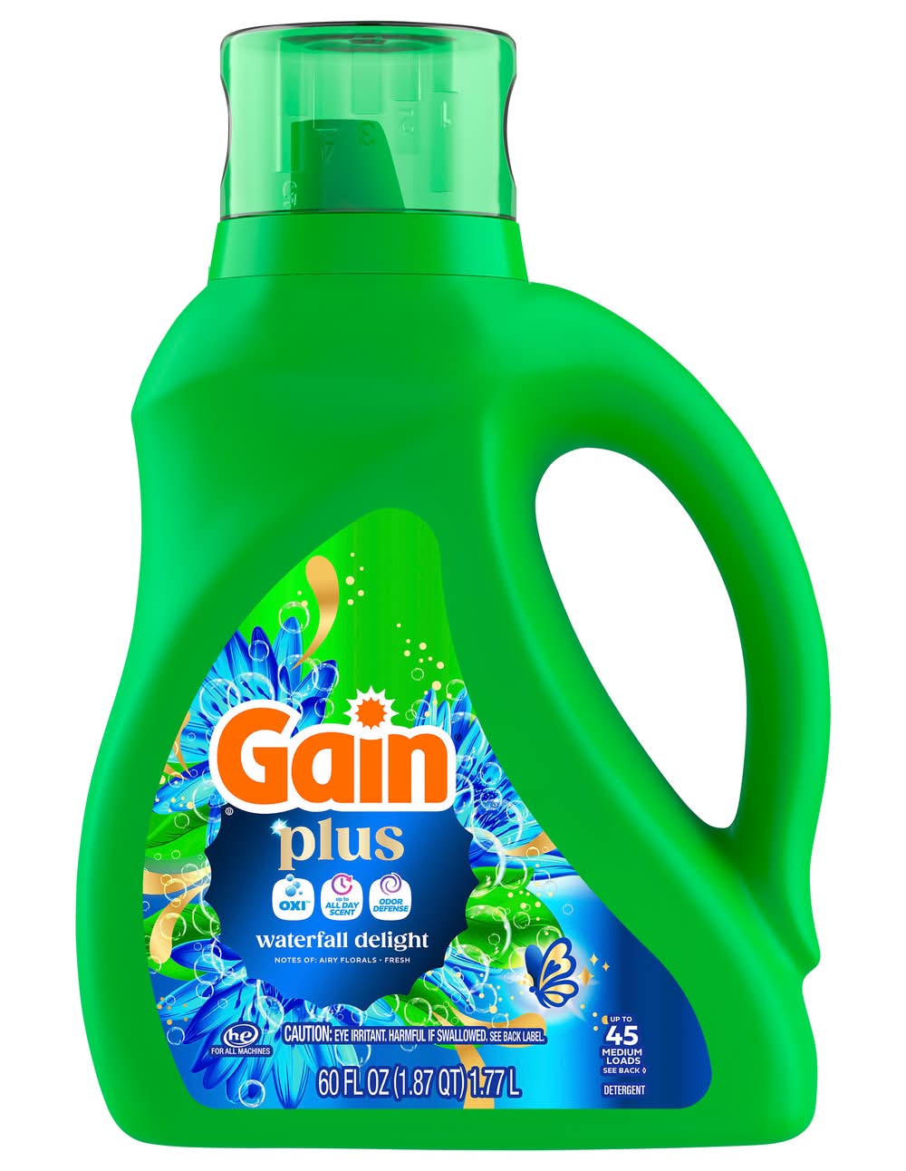 Gain Plus Liquid Laundry Detergent, Waterfall Delight (60 fl oz)