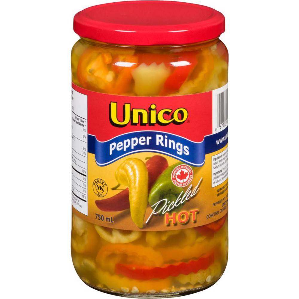 Unico Pepper Rings Pickled Hot (750 g)