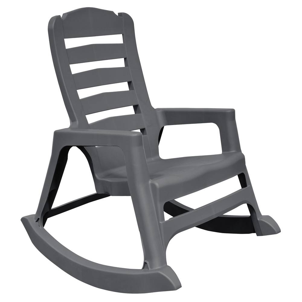 Adams PATIO Stackable Charcoal Plastic Frame Rocking Chair with Solid Seat | 8080-13-3700