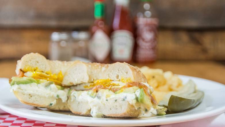 SSA - Smoked Salmon, Chive cc, avo and egg Sandwich